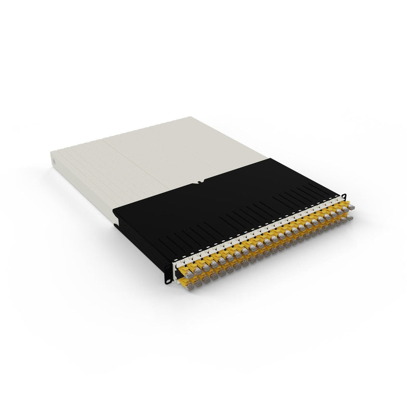 Patchbox patchbox.one Kabeleinzugssystem 30RU/STP (1,8 m) mit 24 Kassetten, Patchkabel Cat. 6a, U/FTP, PoE, Kabel gelb