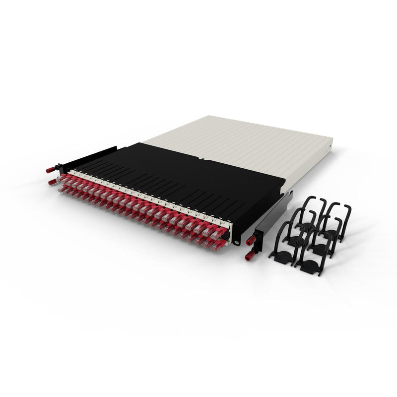 Patchbox patchbox.one Kabeleinzugssystem 30RU/UTP (1,8 m) mit 24 Kassetten, Patchkabel Cat. 6a, U/UTP, PoE++, Kabel rot