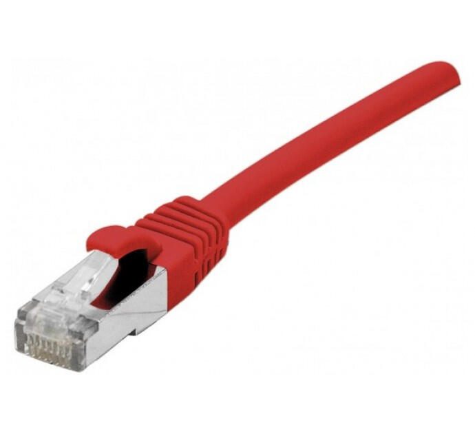 Exertis Connect Patchkabel Cat. 6A, S/FTP (PiMF), halogenfrei, mit Rastnasenschutz, rot, 15,0 m