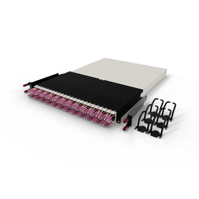 Patchbox patchbox.one Kabeleinzugssystem 30RU/OM4 (1,8 m) mit 24 Kassetten, LWL OM4, LC-SC, Kabel erikaviolett