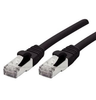 Exertis Connect Patchkabel Cat. 6A, S/FTP (PiMF), halogenfrei, mit Rastnasenschutz, schwarz, 1,0 m