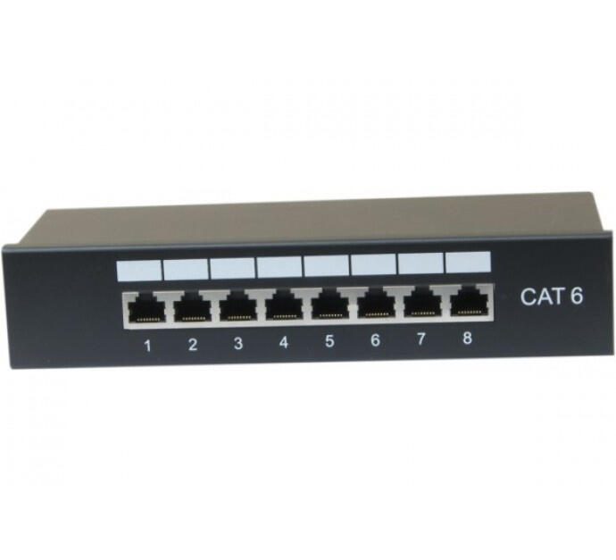 Dexlan 10 Zoll Patchfeld, 8-fach, Cat.6, 1 HE, schwarz