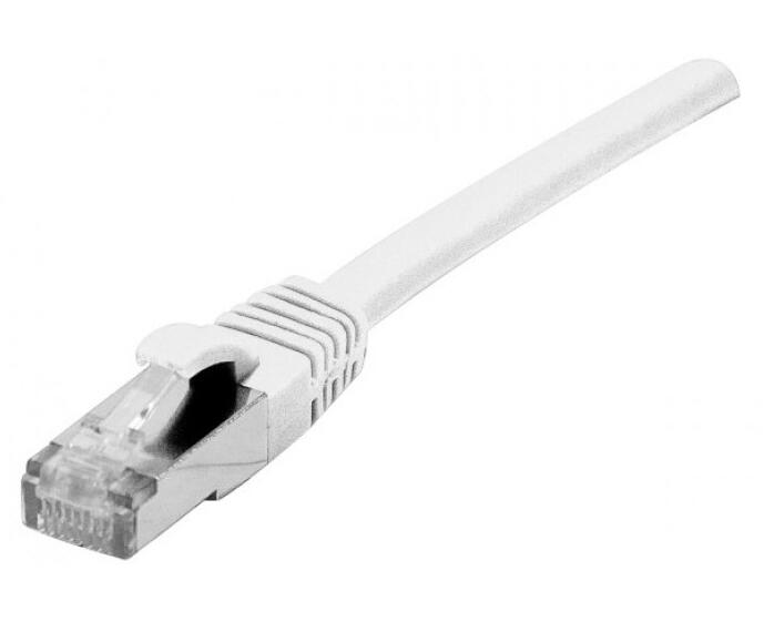 Dexlan Patchkabel Cat. 6A Class EA, S/FTP (PiMF), halogenfrei, mit Rastnasenschutz, weiß, 1,5 m