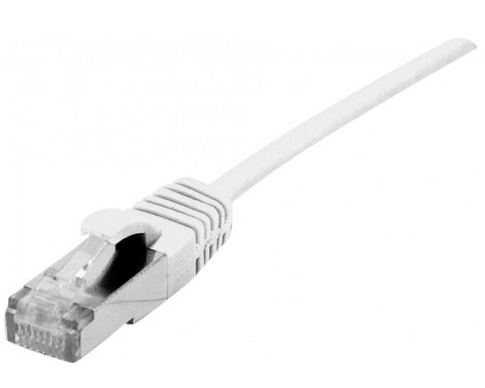 Dexlan Patchkabel Cat. 6A, S/FTP (PiMF), ultradünn, halogenfrei, mit Rastnasenschutz, weiß, 1,0 m