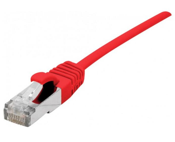 Dexlan Patchkabel Cat. 6A, S/FTP (PiMF), ultradünn, halogenfrei, mit Rastnasenschutz, rot, 0,3 m