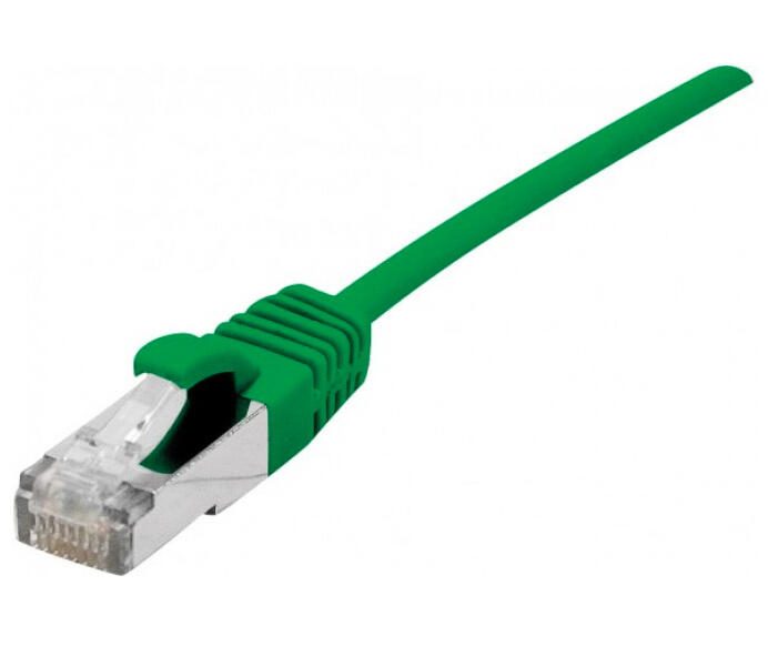 Dexlan Patchkabel Cat. 6A, S/FTP (PiMF), ultradünn, halogenfrei, mit Rastnasenschutz, grün, 1,0 m