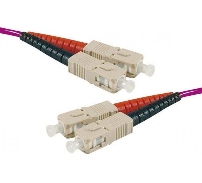 Exertis Connect LWL Patchkabel HD, 50/125 µm, OM4-Faser, SC Duplex Stecker/Stecker, erika-violet, 15,0 m UPC