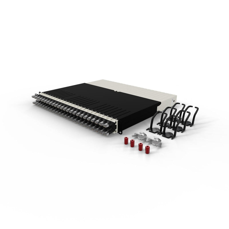 Patchbox patchbox.one Kabeleinzugssystem 8RU/STP (0,8 m) mit 24 Kassetten, Patchkabel Cat. 6a, U/FTP, PoE, Kabel schwarz