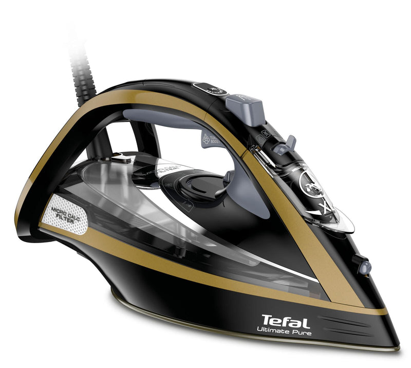 Tefal Ultimate Pure FV9847E0 Trocken- & Dampfbügeleisen - Schwarz, Gold