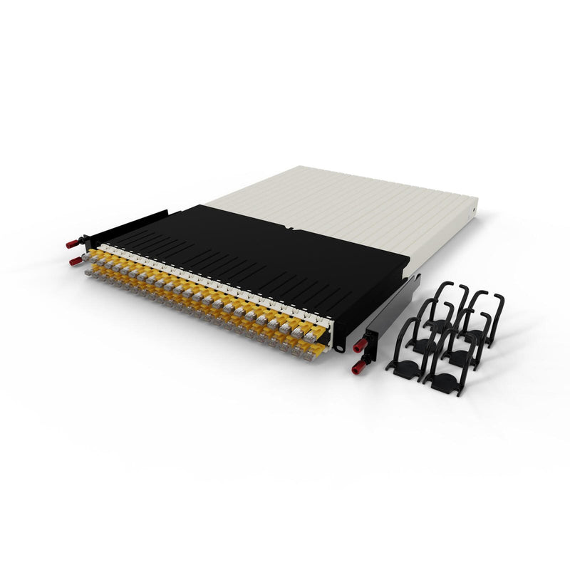 Patchbox patchbox.one Kabeleinzugssystem 30RU/STP (1,8 m) mit 24 Kassetten, Patchkabel Cat. 6a, U/FTP, PoE, Kabel gelb