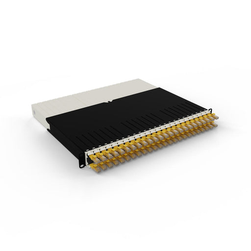 Patchbox patchbox.one Kabeleinzugssystem 8RU/UTP (0,8 m) mit 24 Kassetten, Patchkabel Cat. 6a, U/UTP, PoE++, Kabel gelb