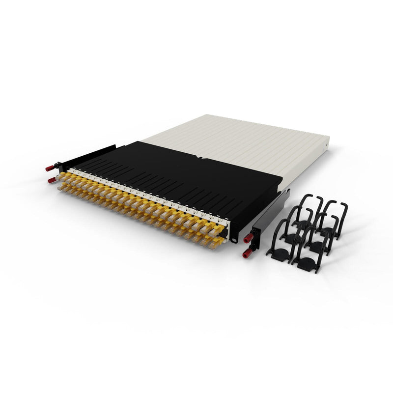 Patchbox patchbox.one Kabeleinzugssystem 30RU/UTP (1,8 m) mit 24 Kassetten, Patchkabel Cat. 6a, U/UTP, PoE++, Kabel gelb