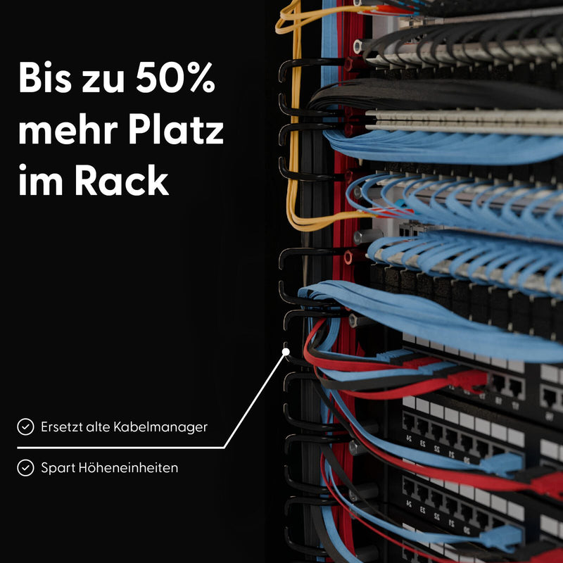 Patchbox patchbox.one Patch-Panel-Gehäuse, Kabelrangierbügel, schwarz RAL 9005, 4 Stück