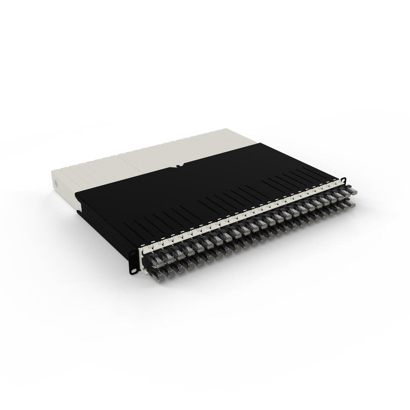 Patchbox patchbox.one Kabeleinzugssystem 8RU/UTP (0,8 m) mit 24 Kassetten, Patchkabel Cat. 6a, U/UTP, PoE++, Kabel schwa