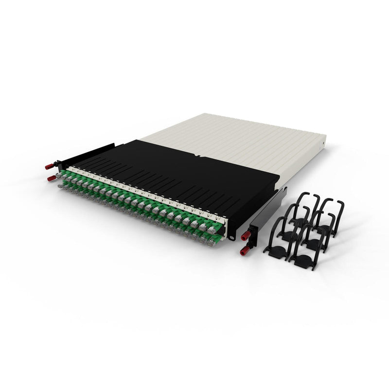 Patchbox patchbox.one Kabeleinzugssystem 30RU/STP (1,8 m) mit 24 Kassetten, Patchkabel Cat. 6a, U/FTP, PoE, Kabel grün