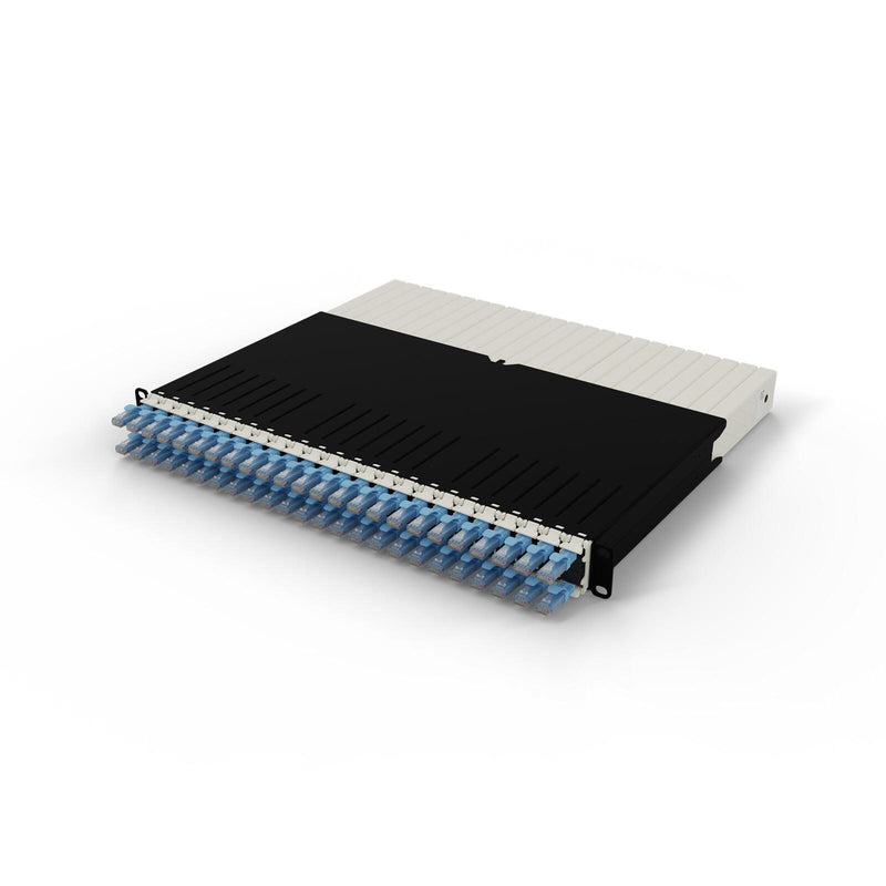 Patchbox patchbox.one Kabeleinzugssystem 8RU/UTP (0,8 m) mit 24 Kassetten, Patchkabel Cat. 6a, U/UTP, PoE++, Kabel blau
