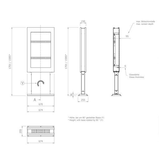 Hagor vis-it® HP Bolt-Down 40' Indoorstele Portrait inkl. Schutzglasscheibe