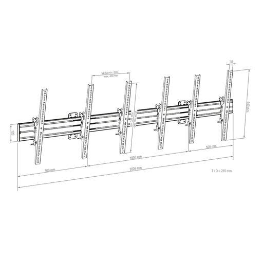 Hagor comPROnents® Menuboard Wandhalterung für 3 Displays 46-65 Zoll