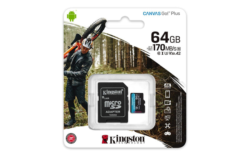Kingston Technology 64GB microSDXC Canvas Go Plus 170R A2 U3 V30 Speicherkarte + Adapter Speicherkarte 64 GB