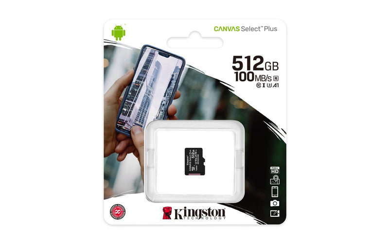 Kingston Technology 512GB micSDXC Canvas Select Plus 100R A1 C10 Einzelpack ohne Adapter Speicherkarte 512 GB