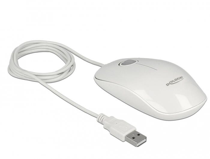 DeLOCK kabelgebundene LED-Maus, weiß glänzend
