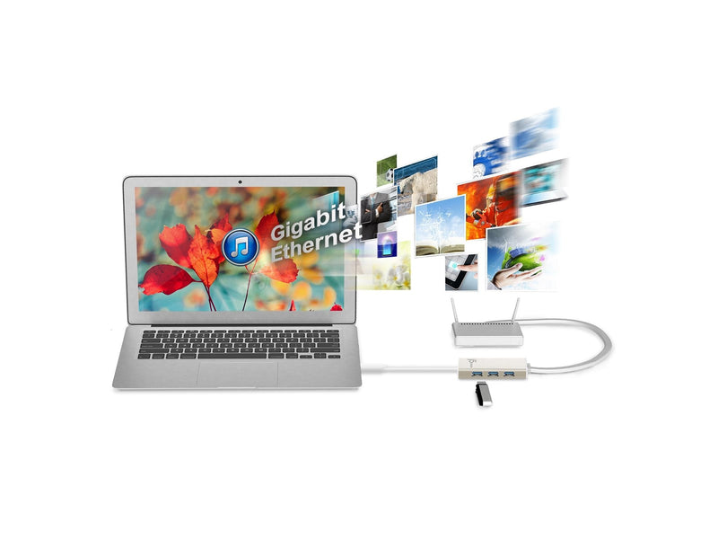 j5create 3-Port USB Hub (with Ethernet) USB-Hubs - USB 3.0 - 3 - silber