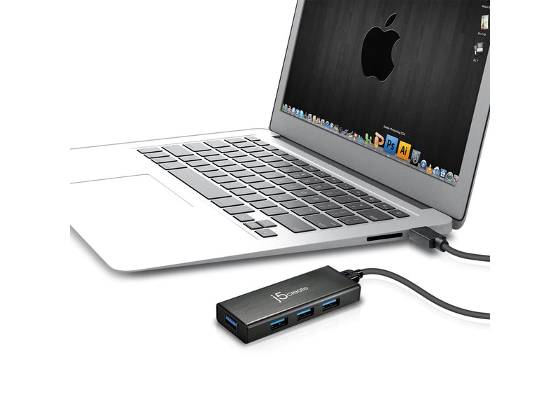 j5create 4-Port USB3.0 Mini Hub USB-Hubs - USB 3.0 - 4 - Schwarz