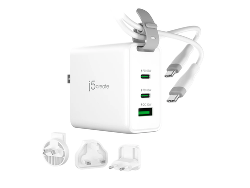 j5create 65W GaN USB-C 3-Port Traveler Charger