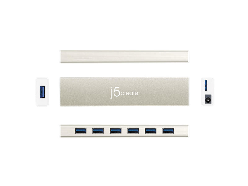 j5create 7-Port USB3.0 Hub USB-Hubs - USB 3.1 - 7 - Gold