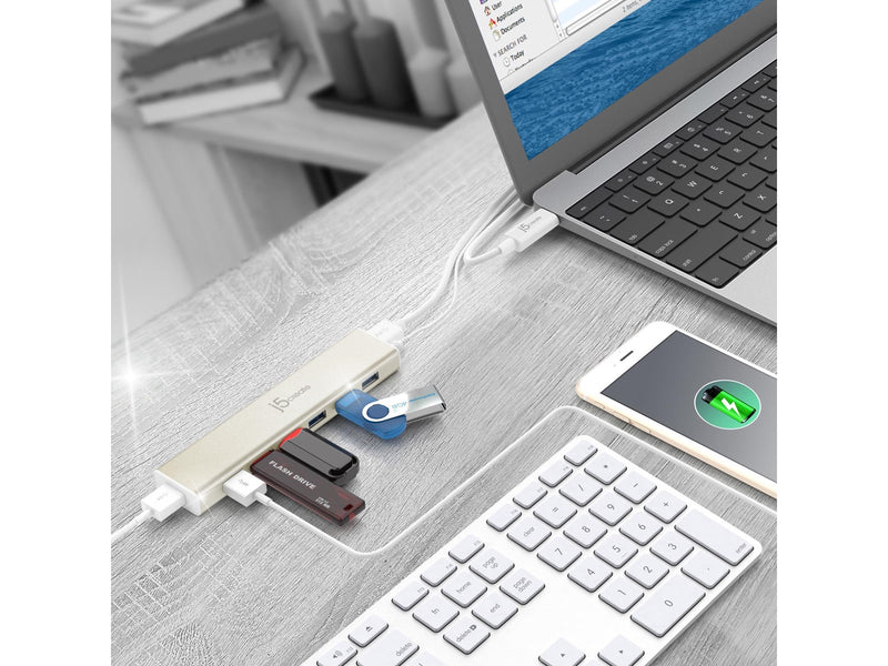 j5create 7-Port USB3.0 Hub USB-Hubs - USB 3.1 - 7 - Gold