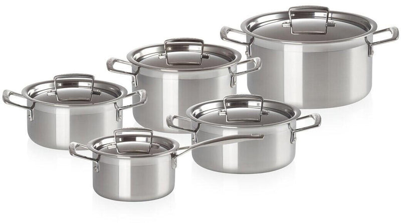 Le Creuset 3-Ply Topfset fünfteilig, silber
