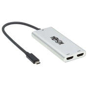 Eaton Tripp Lite Series Dual-Monizur Thunderbolt 3 zu HDMI Adapter (M/2xF) - 4K 60 Hz, 4:4:4, Silver