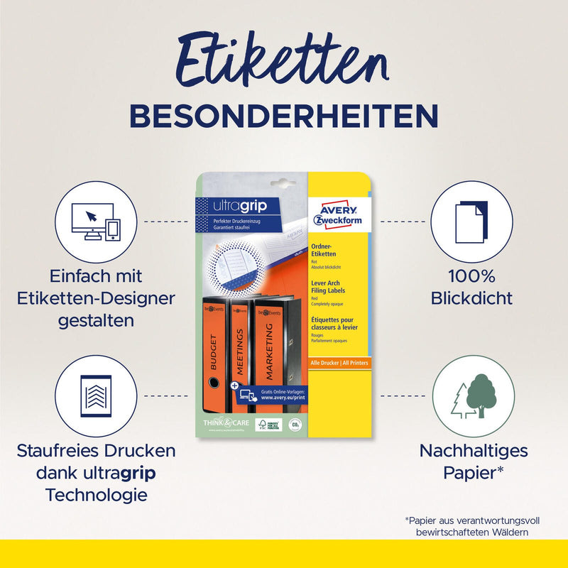AVERY Zweckform Ordneretiketten 61,0 x 297,0 mm rot