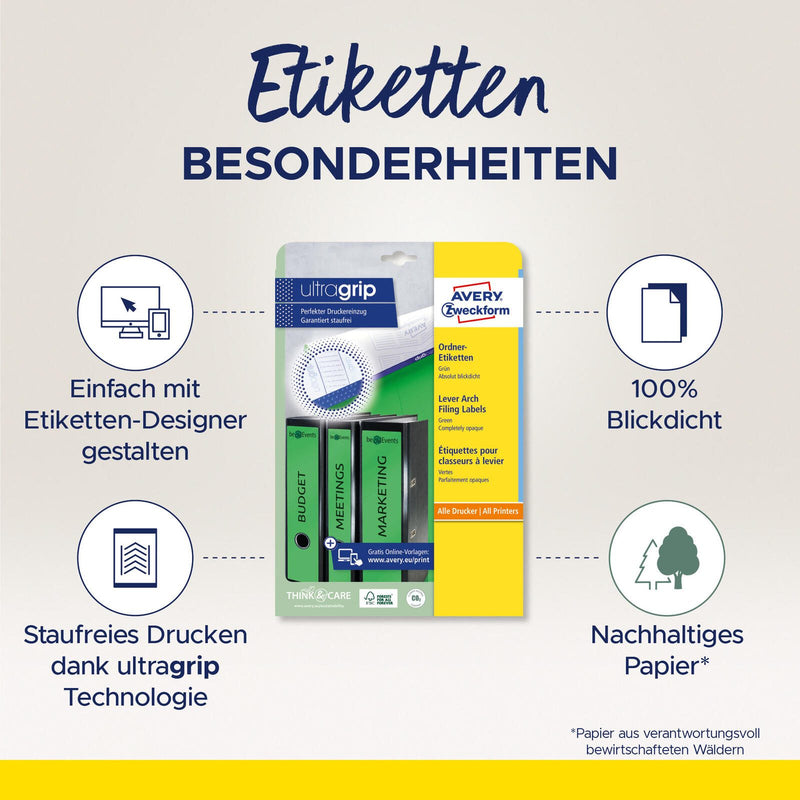 AVERY Zweckform Ordneretiketten 61,0 x 297,0 mm grün