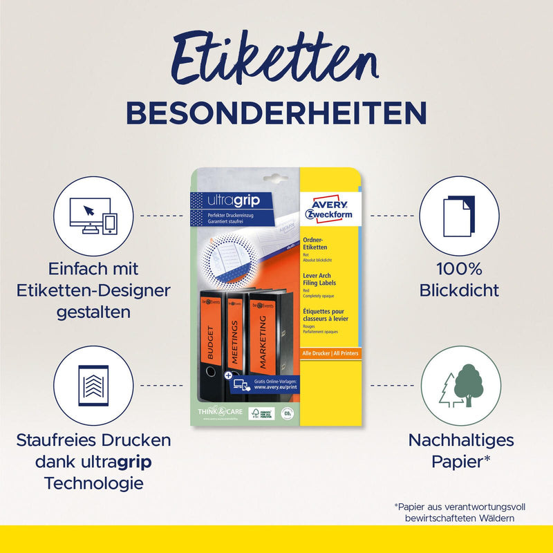 AVERY Zweckform Ordneretiketten 38,0 x 192,0 mm rot