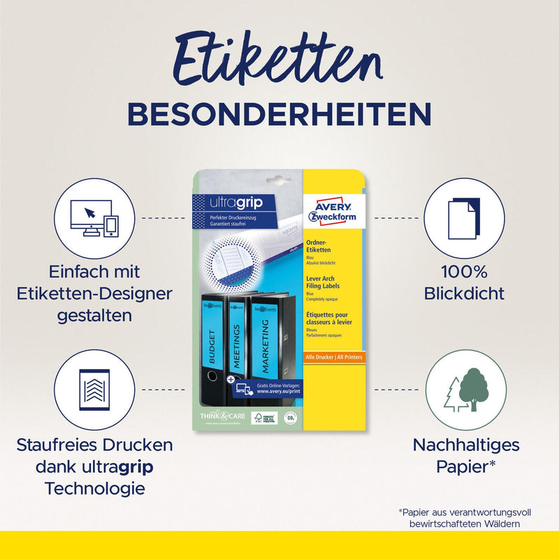 AVERY Zweckform Ordneretiketten 38,0 x 192,0 mm blau
