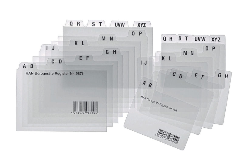 HAN Karteikartenregister A-Z transparent für DIN-A8-Karteikästen