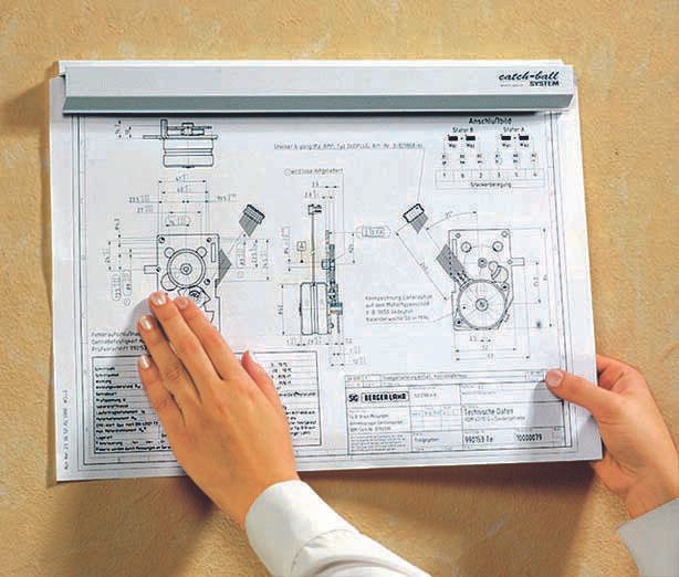 Catch-ball Noteboard Klemmleiste 40 cm selbstklebend, Wandmontage weiß