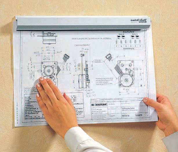 Catch-ball Noteboard Klemmleiste 40 cm selbstklebend, Wandmontage weiß