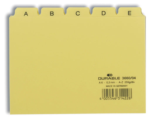 DURABLE Karteikartenregister A-Z gelb für DIN-A6-Karteikästen