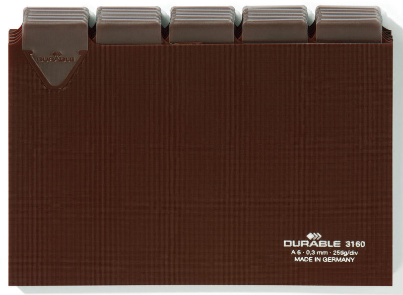 DURABLE Karteikartenregister A-Z, blanko, Jan.-Dez., 0-31 braun für DIN-A6-Karteikästen