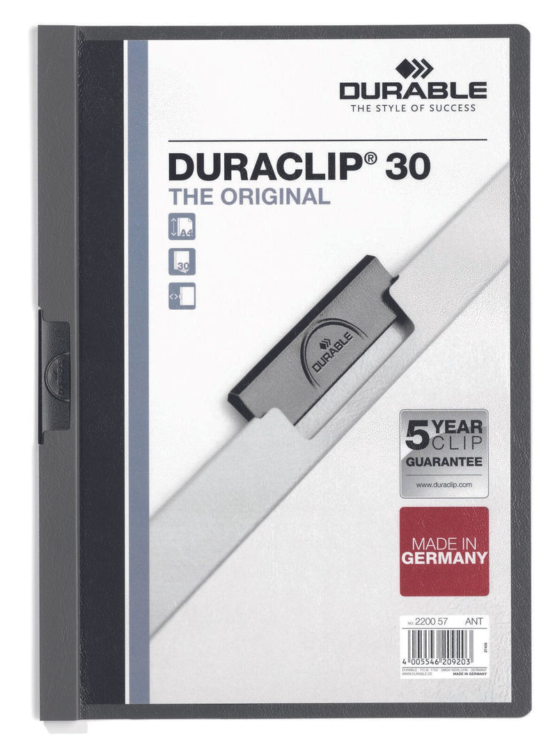 DURABLE Klemmhefter Duraclip DIN A4 anthrazit