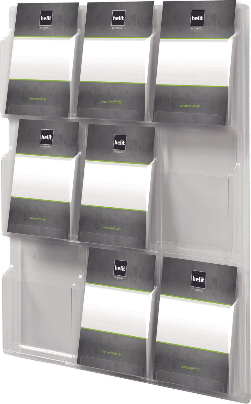 helit Wandprospekthalter 9x DIN A4 9-Fach transparent