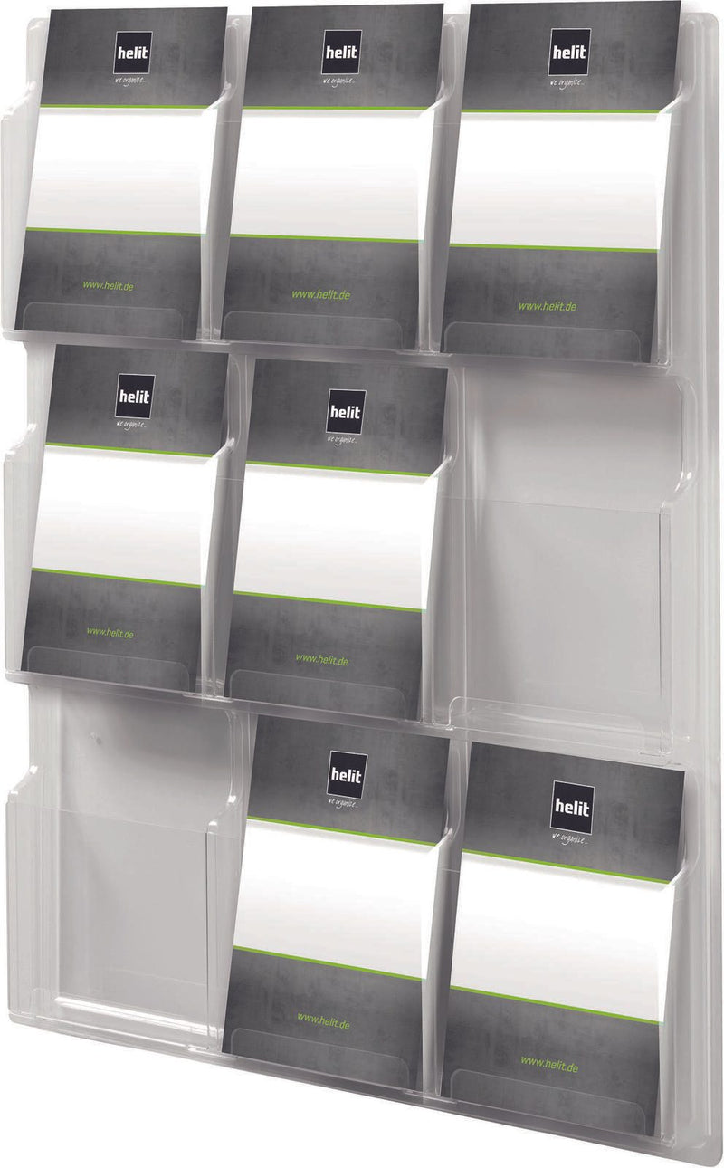 helit Wandprospekthalter 9x DIN A4 9-Fach transparent