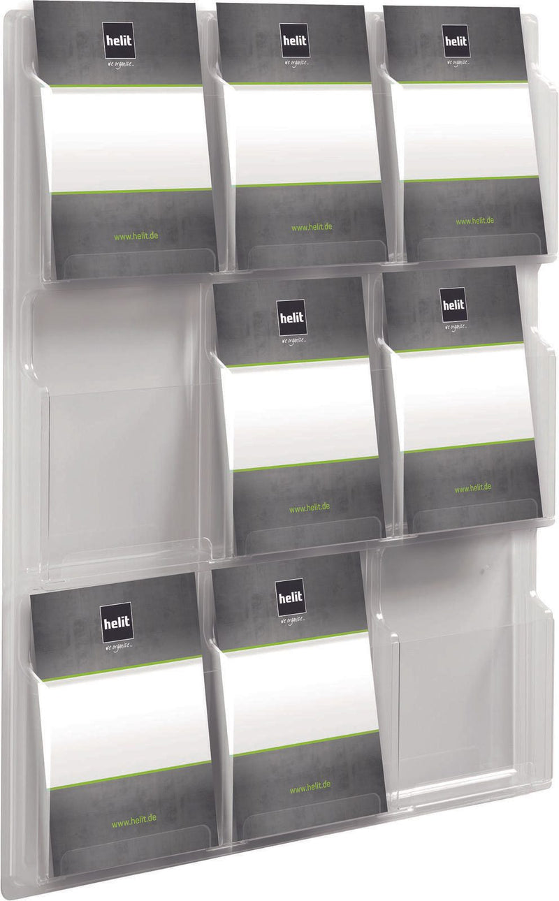 helit Wandprospekthalter 9x DIN A4 9-Fach transparent