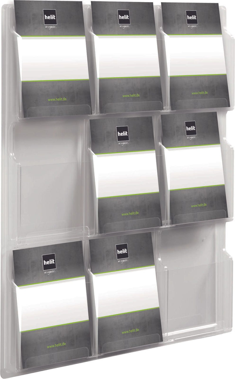 helit Wandprospekthalter 9x DIN A4 9-Fach transparent