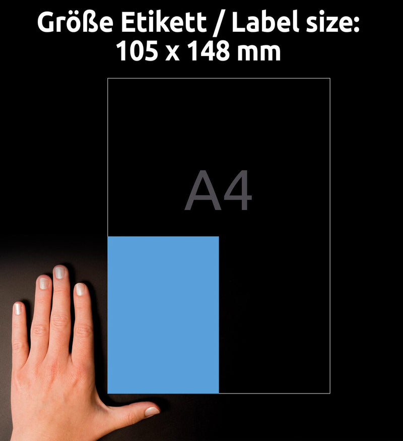 AVERY Zweckform Etiketten 3457 blau 105,0 x 148,0 mm