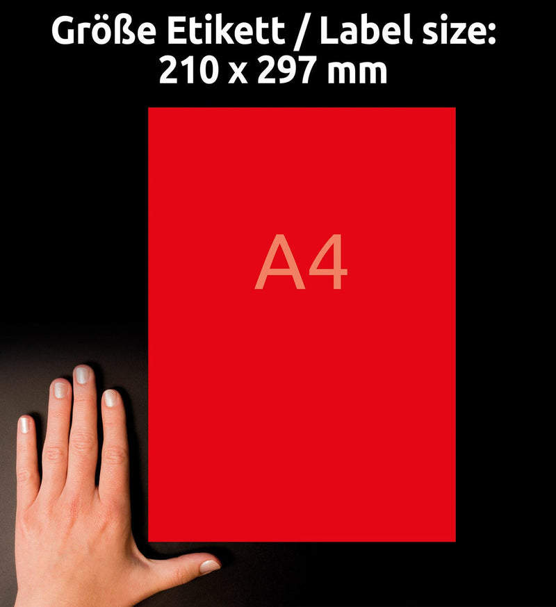 AVERY Zweckform Etiketten 3470 rot 210,0 x 297,0 mm