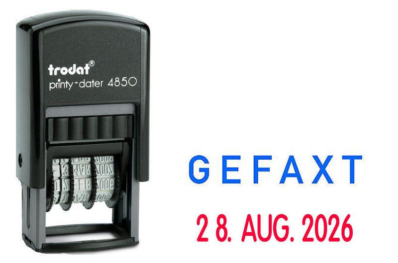 trodat Datumstempel mit Text printy Dater 'GEFAXT'