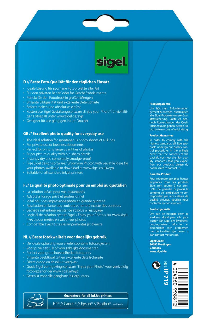 SIGEL Fotopapier Inkjet Everyday 10,0 x 15,0 cm hochglänzend 200 g/m²